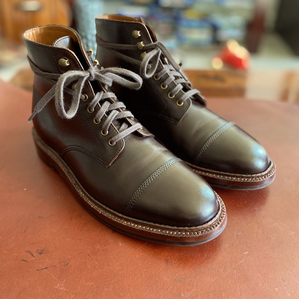 Grant Stone Cap Toe Boot in Chocolate Calf - Size 6.5D US